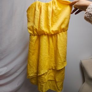 2for$30 city triangles golden yellow strapless dress layered ruffles stretch sm